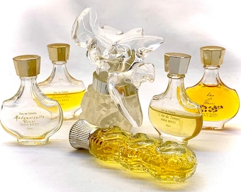 Coeur Joie, Mademoiselle Ricci, Farouche, Eau de fleurs, L'Air du Temps - Nina Ricci, set of 6 collectible perfume miniatures