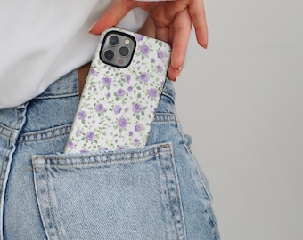 Lavender Purple Roses Romantic Floral Phone Case Cover for iPhone 16 15 14 13 Pro Max, Samsung Galaxy S25 24 23 Ultra, Google Pixel 9 8 Pro