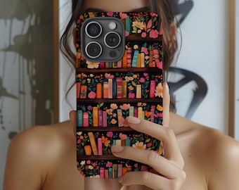 Custodia per iPhone Bookish: design floreale a forma di libreria, custodia protettiva