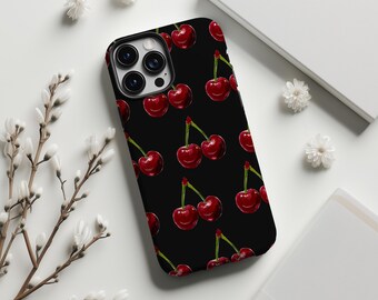 Black Cherry Phone Case: Retro Playful Design