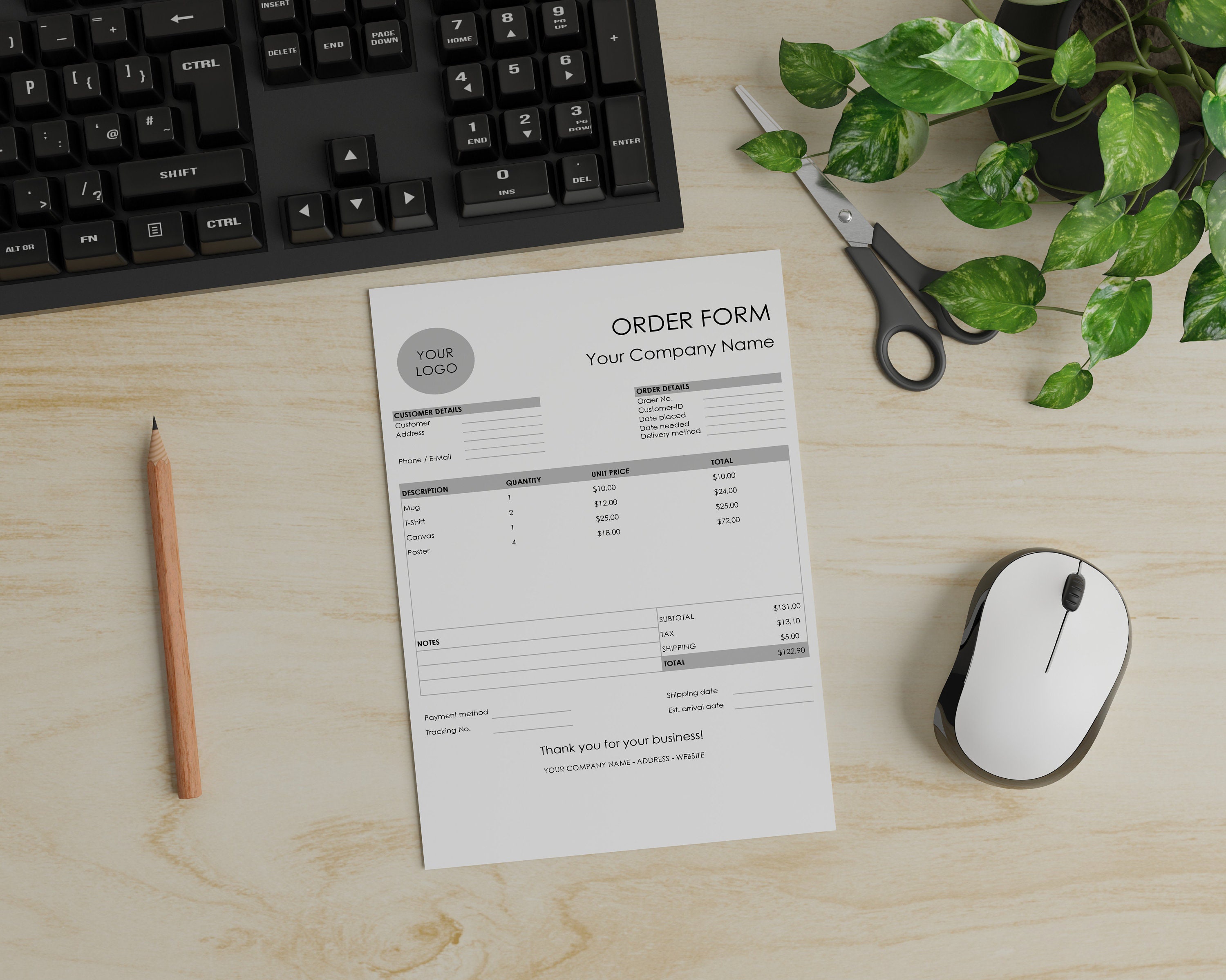 Business Order Form Template Fully Editable, Custom Small Business ...