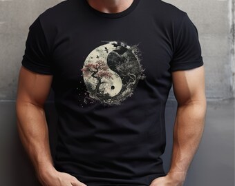 Camiseta Yin Yang Balance: diseño único, camiseta Kanji Harmony, ropa Zen.