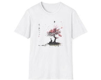 Floración etérea: camiseta minimalista Sakura Blossom