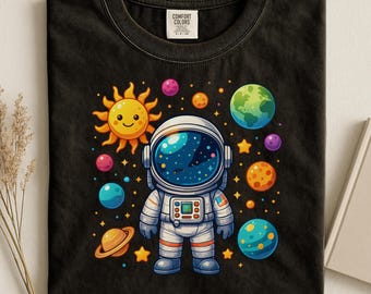 Astronaut Png, Projekt Sublimacji, Cartoon Space Png, Kolorowe Planety Png, Projekt Koszulki, Bluza Png, Pobieranie Cyfrowe Png, DTF