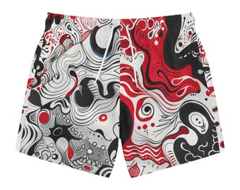 Bañador Bañador AOP Rojo Negro Blanco Doodle Bañador