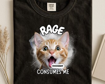 Rage Cat PNG, Funny Cat Meme PNG, Unhinged Cat Graphic Download, Silly Cat Sublimation, Weird Humor PNG, Vintage Cat Clipart