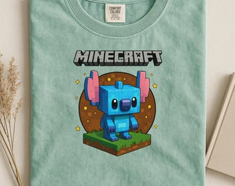 cartoon gamer squad png design with pixel style characters and blue monster art