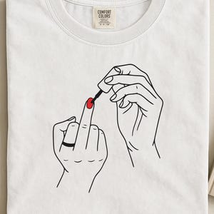 feminist nail polish png design with funny middle finger girl power art