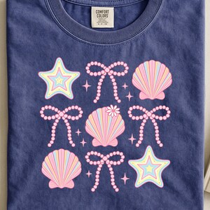 Summer clam bow png, coquette beach shirt png, pink shell sublimation design, retro summer vibes png, cute coastal digital download
