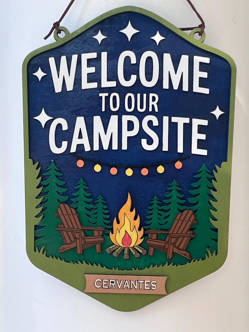 Personalized Layered Wooden Camp Sign, Custom Campsite Decor, RV Gift ...