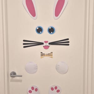 Kit de decoração para porta de coelho faça você mesmo – lindo enfeite de parede feito à mão para casa, quarto de criança ou sala de aula