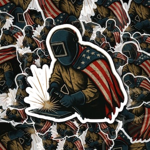 Welder USA Flag Sticker: Patriotic Vinyl Sticker