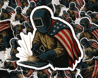 Welder USA Flag Sticker: Patriotic Vinyl Sticker