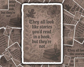 Pegatina con frase literaria de Dark Academia: Diseño floral gótico