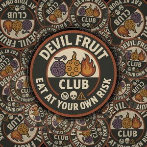 Devil Fruit Club Sticker - Eat at Your Own Risk Parody Design for Anime Fans and Collectors