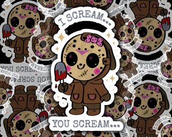 Kawaii Horror Sticker – Creepy Slasher Ice Cream Mask