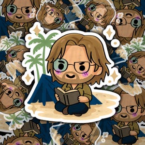 Pegatina inspirada en la serie Lost: Sawyer Chibi Fan Art, vinilo resistente al agua