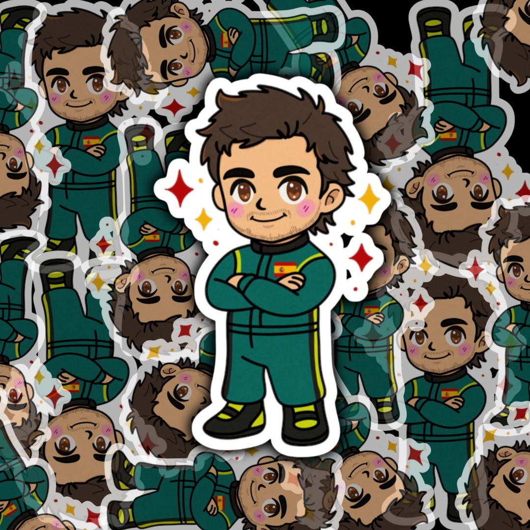 Chibi Racing Driver Chibi Formula Racing Driver Sticker, Motorsport Fan Art, Spanish Driver ...