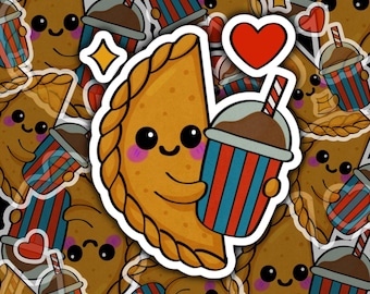 Kawaii Puerto Rican Empanadilla Sticker, Water Bottle & Laptop Sticker
