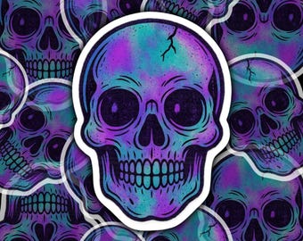 Galaxy Skull Vinyl Sticker, Gothic Laptop Sticker