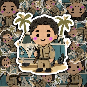 Retro Island Van Sticker: Jin Kawaii Explorer Vinyl Sticker, Lost Inspired
