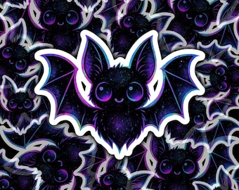 Galaxy Bat Sticker: Spooky Kawaii Gothic Stationery