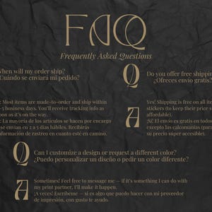FAQ Frequently Asked Questions in English and Spanish about shipping.