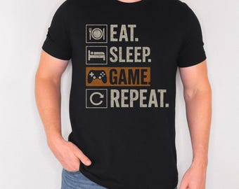Eat Sleep Game Rapport T-Shirt, Retro Gamer Geschenk