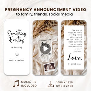 Modello di annuncio di gravidanza video, modello animato digitale per la presentazione del bambino, famiglia, sorella, genitori, social media - Modifica istantanea in Canva