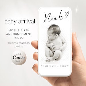 Newborn Birth Announcement Video – Editable Digital Ecard