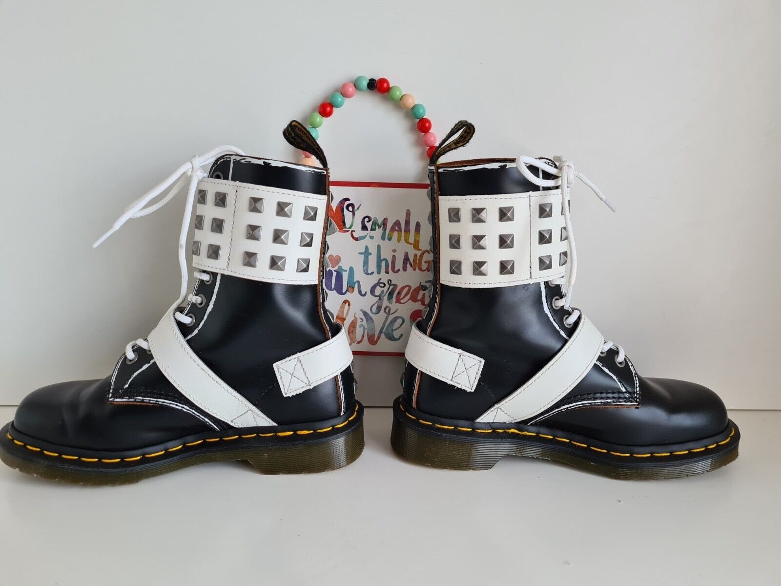 Dr Martens 1490 Joska Stud Black White Leather Ankle Buckle