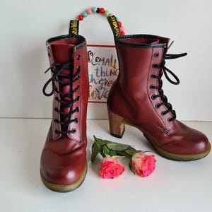 Rare Dr Martens Diva Darcie cherry red heeled court boots UK 4 EU 37 US 6