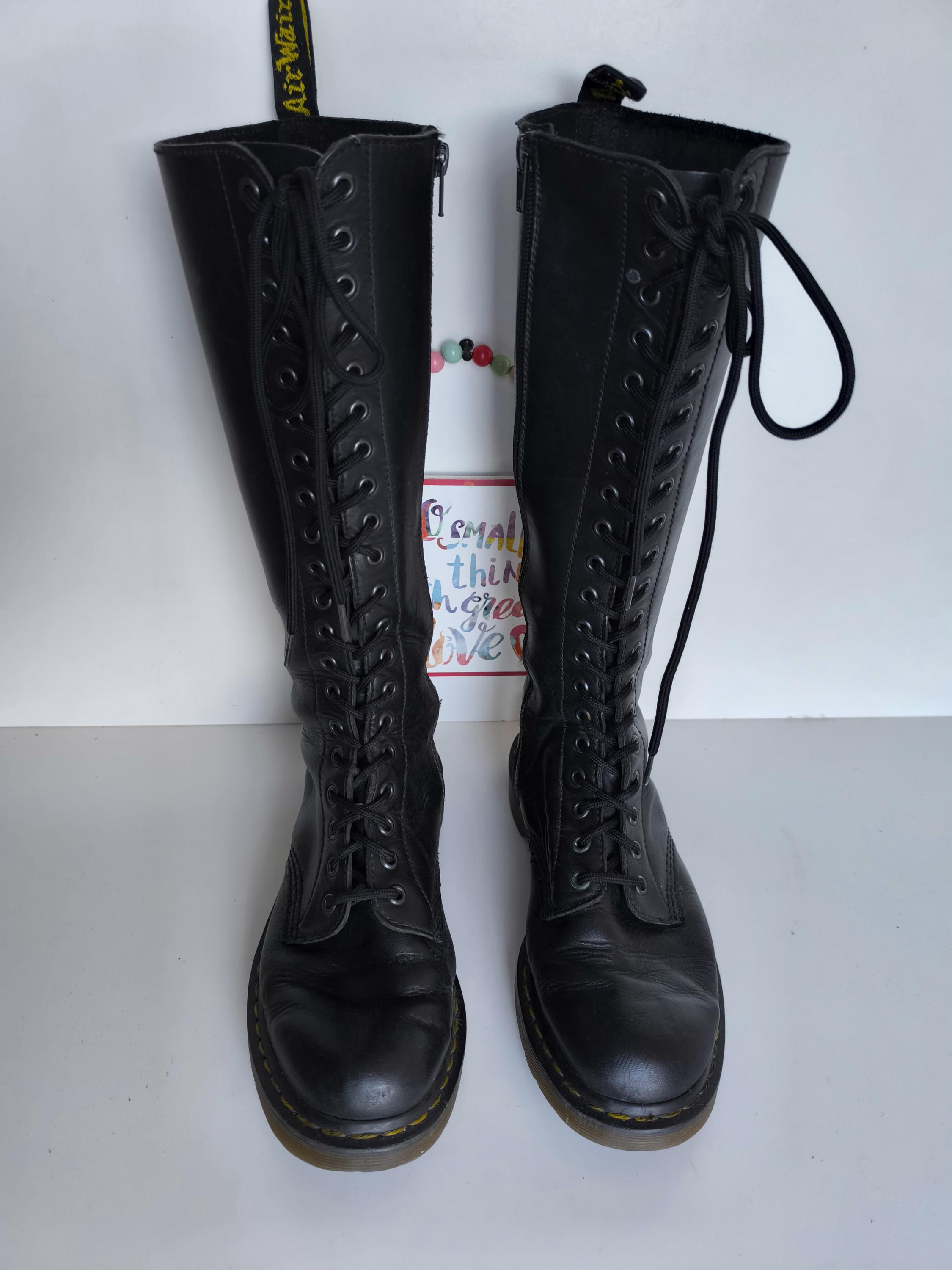Dr. Martens 1B60 Black Leather Knee High Boots, UK6.5 EU40 US8.5