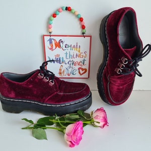 Dr Doc Martens 1461 Agyness Deyn Red Velvet Creepers Shoes UK 6 EU