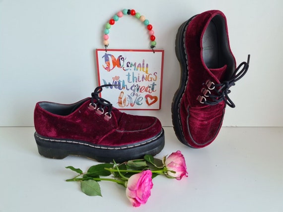 Dr Doc Martens 1461 Agyness Deyn Red Velvet Creepers Shoes UK 6 EU 39 US 8 Etsy Canada