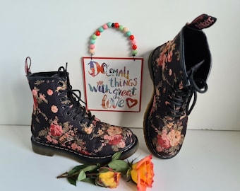 Dr Martens 1460 Hole Victorian Flowers Floral Pascal Canvas