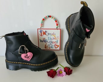 Dr Martens 1460 LO Lazy Oaf Schnallen-Boots devon pink Herz UK EU 43 US 11