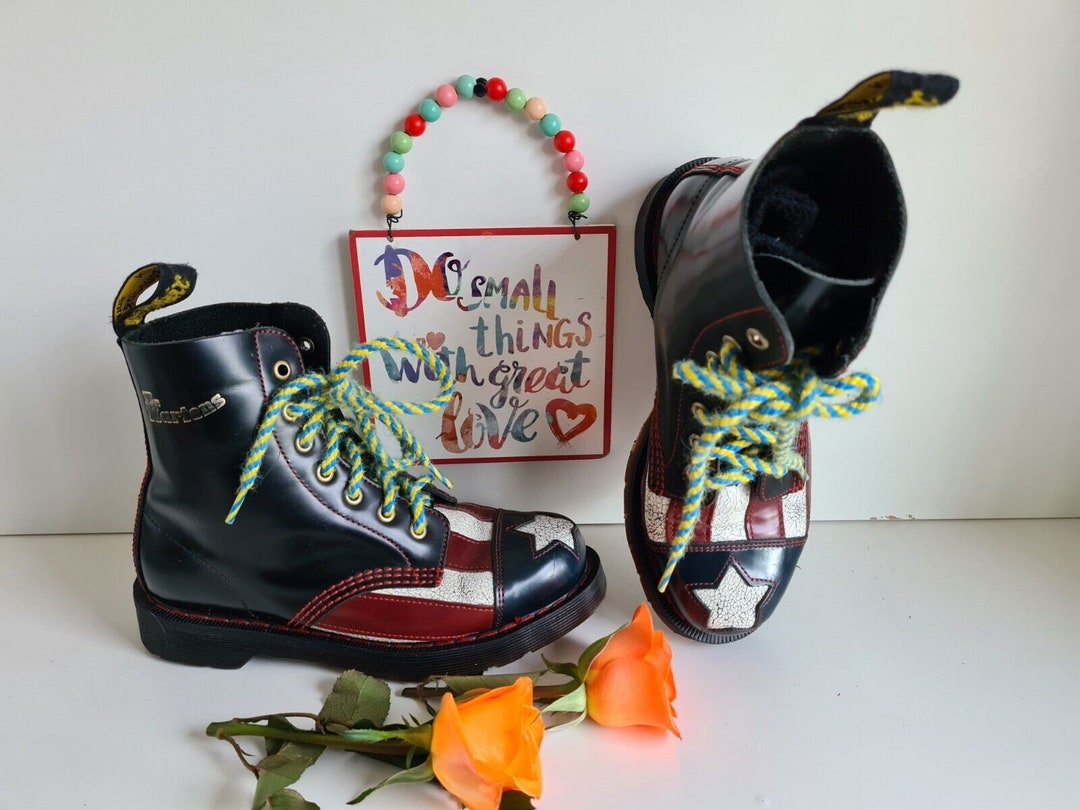 専用で売り切れ、ドクターマーチン　Dr.Martens 6 35 国旗　美品 ドクターマーチン Dr.Martens 6 35 国旗 美品 革靴 激レア 黒