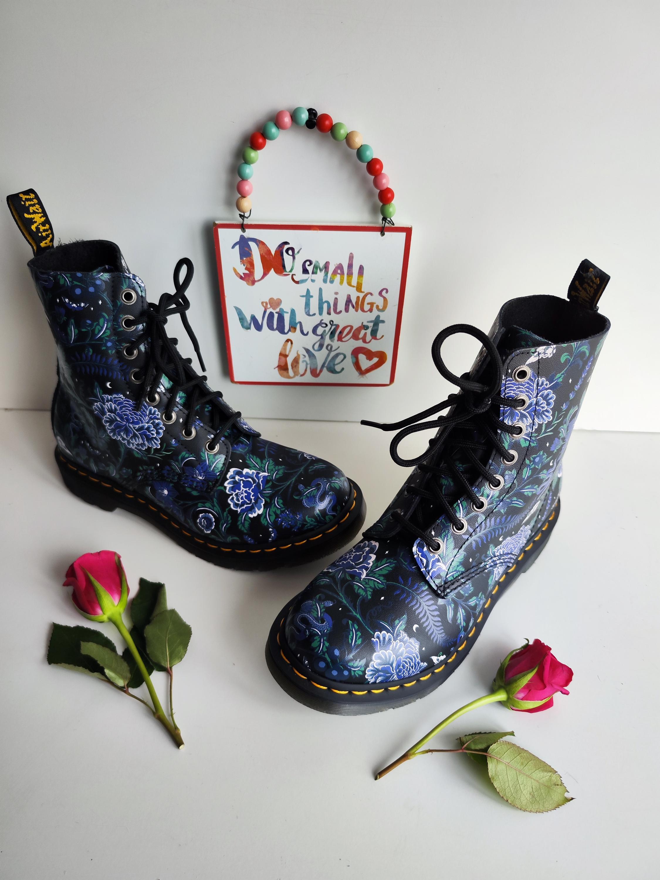 Dr Martens 1460 8 Eye Backhand Mystic Garden Blue Floral Boots UK6