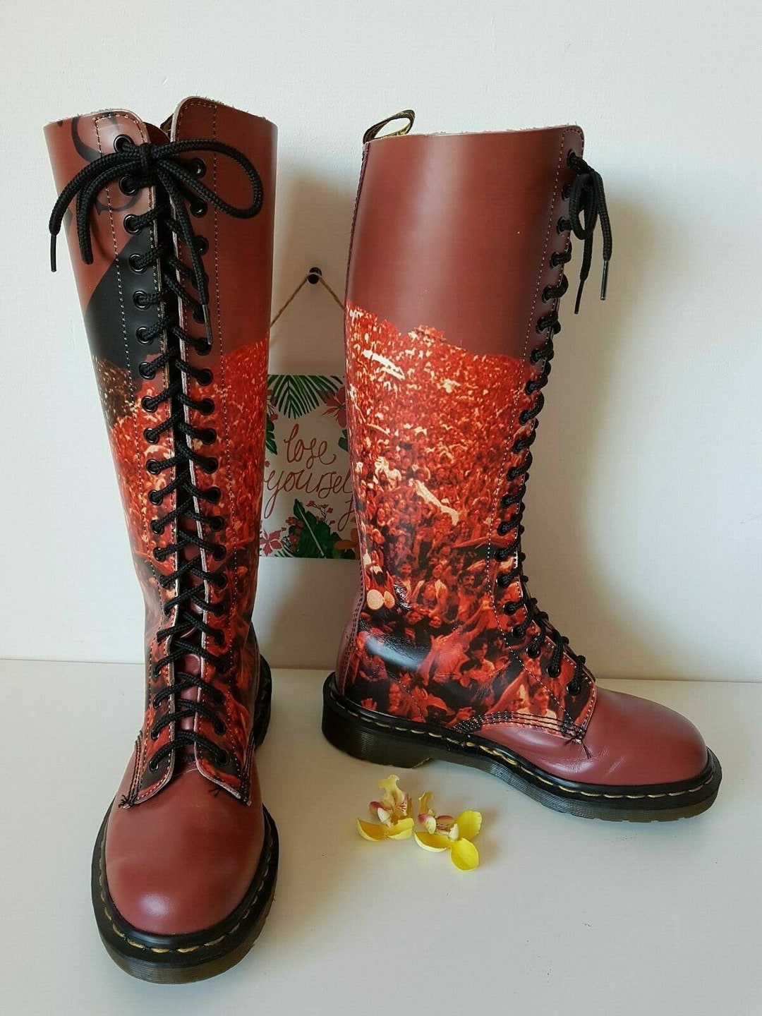 Buy Dr MARTENS 20 Hole 1420 Red Oxblood Knee High England Vintage Boots UK6  EU39 US8 Online in India