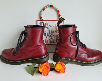 Dr Martens 1460 8 Hole Red Cherry Red Oxblood Ankle Boots UK