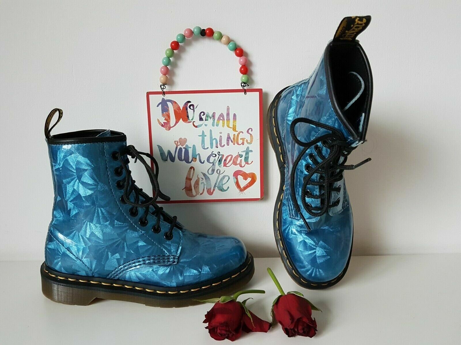 Dr Martens 1460 8 Hole Jewel Blue Metallic Holographic Ankle Boots UK3 EU36 US5 Etsy Canada