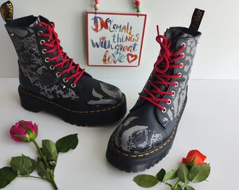 靴 Dr. Martens Jadon Alt UK5 Dr Martens Jadon Alt Black Buttero Leather Quad Platform