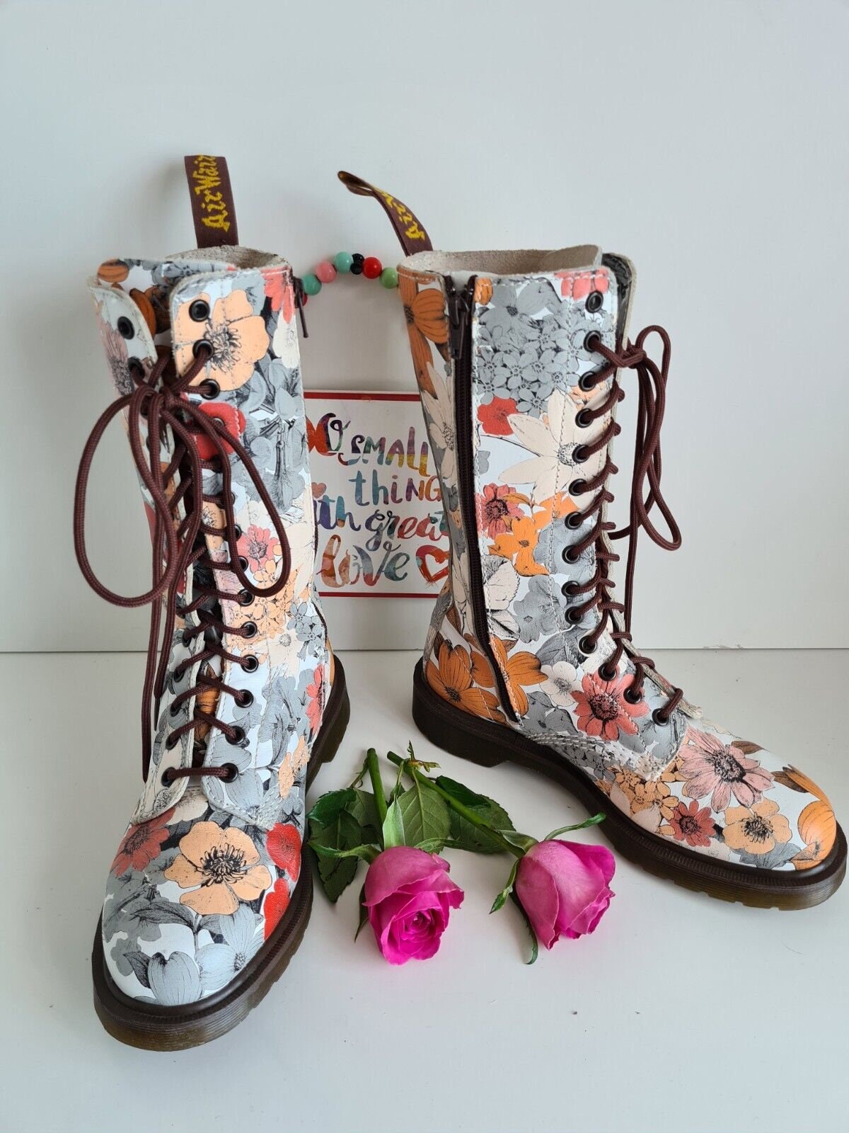Dr. Martens Floral Zip Boots, 14-hole Mid-calf, UK 6 - Etsy