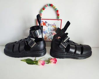 Dr Doc Martens Black Geraldo Leather Sandals UK6 EU39 US8 UK