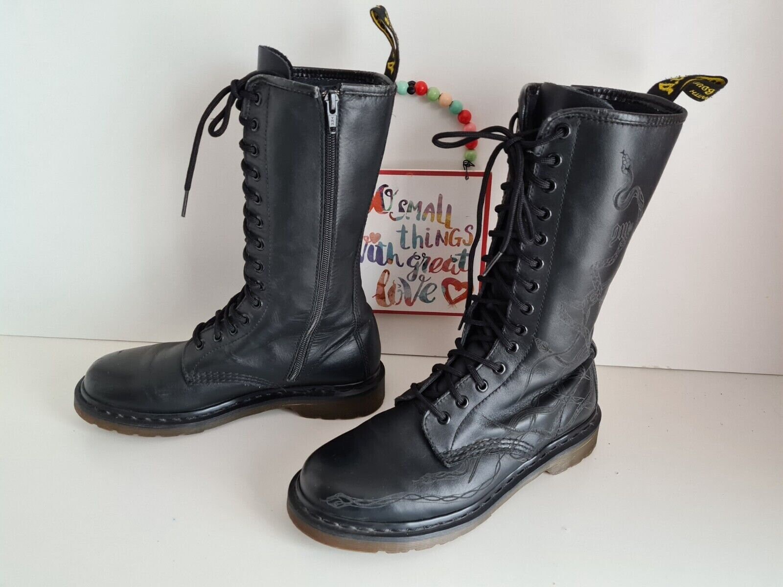 Dr Doc Martens 1b99 12086 Snake 14 Eye Zip Mid Calf Leather