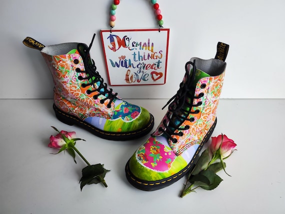 Doc Martens 1460 Pascal Multicolored Daze Leather 8 Eye Boots UK4