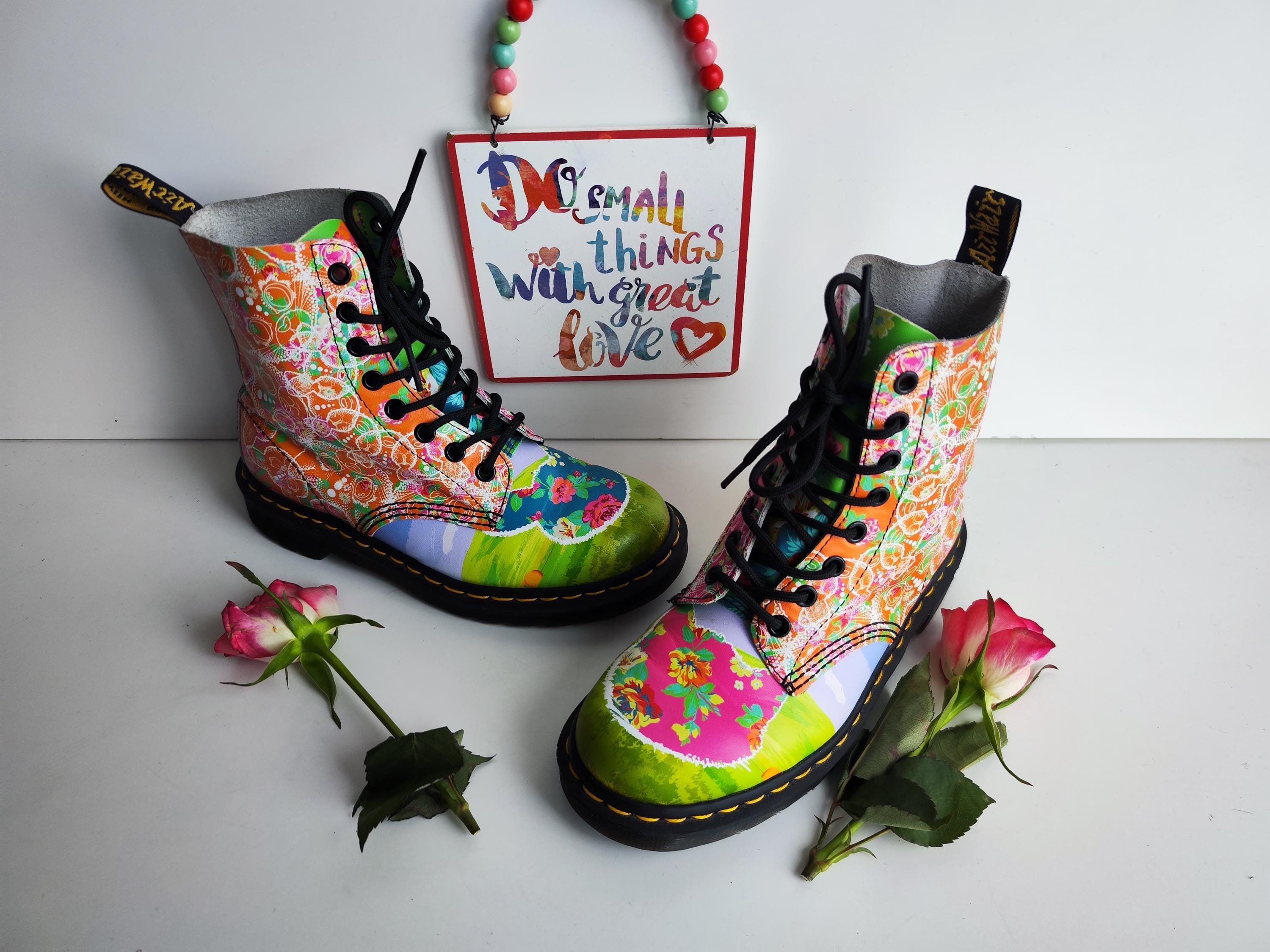 Doc Martens 1460 Pascal Multicolored Daze Leather 8 Eye Boots UK4