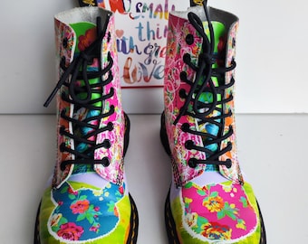 Doc Martens 1460 Pascal Multicolored Daze Leather 8 Eye Boots UK4