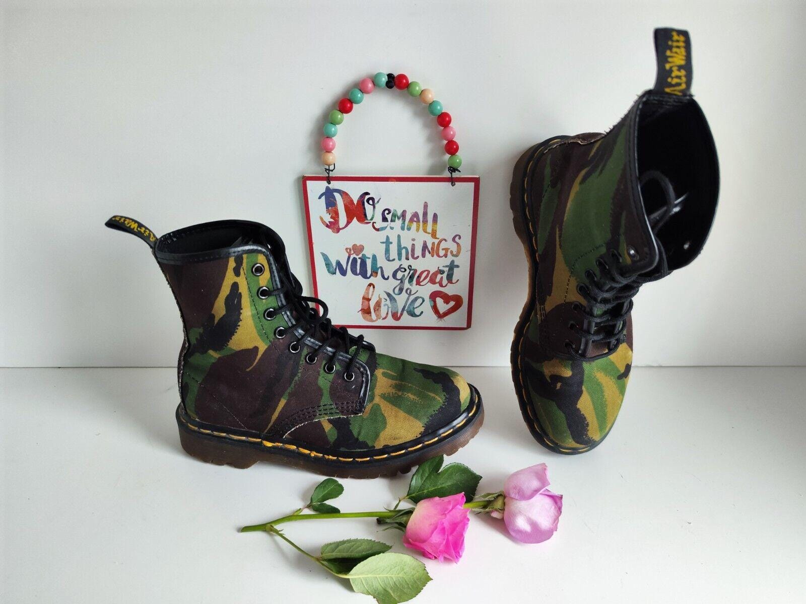 Dr Martens Combat Army Camo Union Jack 1460 8 Hole Vintage England UK4 EU37 Etsy Canada